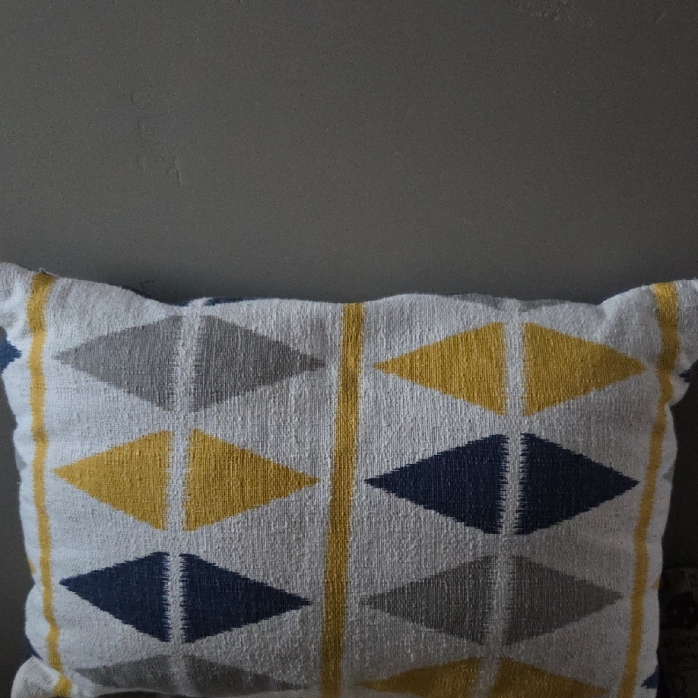 Geometric Patern Verdalsora ArgileThrow PillowYellow Gray Blue (See 2nd Listing)